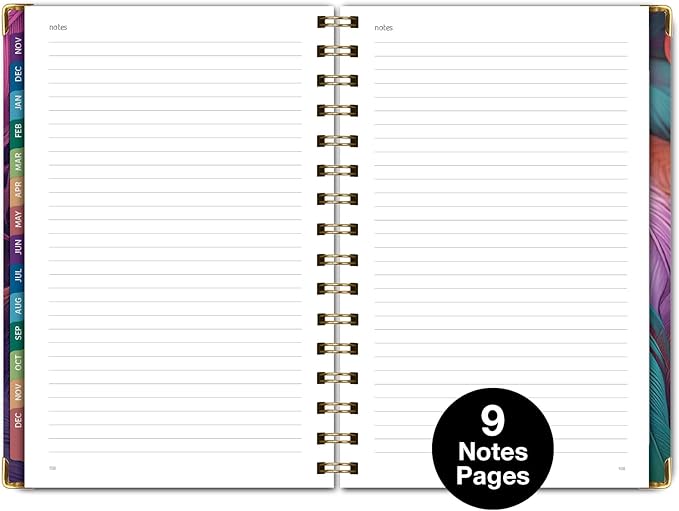 HARDCOVER 2026 Planner, 5.5"x8": 14 Months (November 2025 - December 2026), Daily Weekly Monthly Planner, Yearly Agenda, Bookmark, Pocket Folder and Sticky Note Set (Pastel Peacock)