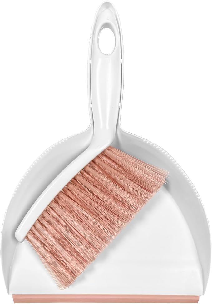 NBGYTECH Mini Broom and Dustpan Set Small Dust pan & Brush Set Portable Cleaning Tools for Home Office RV Camping Learning (Pink)