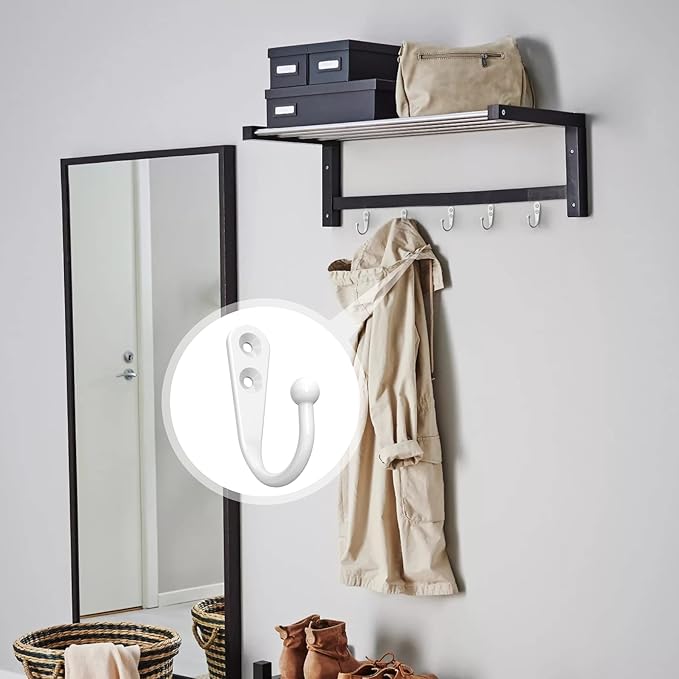 ZAYBOD 25PCS Wall Hooks | Hooks for Hanging | Wall Hooks for Hanging | Coat Hooks | Hooks for Hanging Heavy Duty | Wall Hangers with 50 Pieces Screws（White）