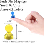 48Pack Colorful Push Pin Magnets 6 Assorted Color Office Magnets for Whiteboard Small Magnetic Push Pins Strong Magnet Fridge Perfect for Refrigerator White Board Map School Classroom Thumb Tacks