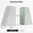 Faticdorr Luxury Marble Bookends for Shelves, 11LB Heavy Duty Marble Book Ends for Heavy Books, Stone Bookends Decorative, Polished, Light Green Triangular, Set of 2