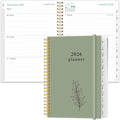 2026 Planner - Planner 2026 from January 2026 - December 2026, Weekly & Monthly Planners Spiral Bound with 12 Monthly Tabs, Inner Pocket, 6.4" x 8.5", Green
