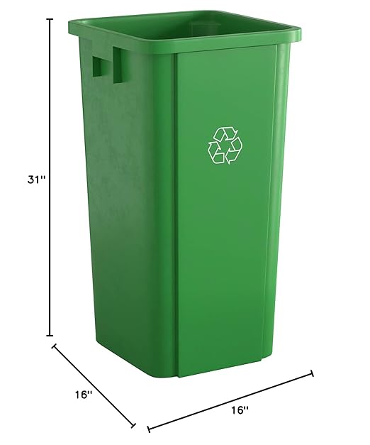 Krollen Industrial 23 Gallon Green Square Commercial Trash Can