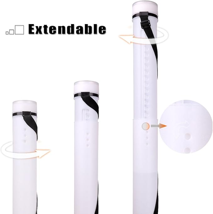 TRANSON Durable Poster Storage Tube with Straps 24"-40" Extendable for Blueprints, Artwork, Maps, Posters Color White