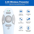 QUI Presentation Clicker Wireless Presenter Remote Clicker for PowerPoint Presentation Remote, PowerPoint Slide Advancer for Mac/Windows/Linux, Google Slide/PPT/Keynote, USB A, Blue