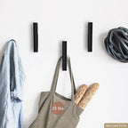 FCOWK Wood Wall Hooks 4 Pack Coat Hooks Wall Mount Black Wooden Hooks for Hanging Hat, Bag, Backpack, Rustic Coat Hooks for Wall, Wood Towel Hooks for Bathrooms and Entryway Hooks (Black)
