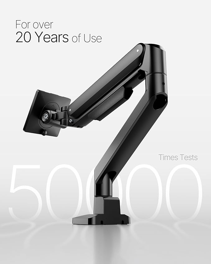 monTEK Deluxe Monitor Arm with USB A/C up to 40 Inch Holds 26.4 lbs Curved Screens Aluminum Fully Motion Single Monitor Stand with Clamp/Grommet, Quick Release Plate,75/100mm VESA, MA1008UCBK