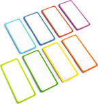 Availey 32 Pieces (4 x 1.8) - Colored Border Magnetic Dry Erase Labels - Reusable Strips for Classroom Home Office Garage Refrigerator - Blank Writable Erasable Cards Name Tags Students Locker Shelf