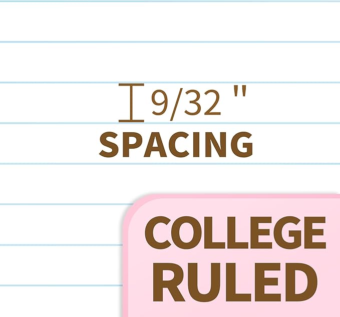 SUNEE Spiral Notebook, 1-Subject, College Ruled Paper, 8" x 10-1/2", 100 Sheets per Notebook, 3-Hole Punched Paper, Water Resistant Cover, Double-sided Pockets, Spiral Lined Notebooks for Work, Pink
