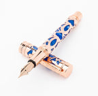 Conklin Endura Deco Crest Fountain Pen in Blue, Medium Nib, Premium Writing Instrument