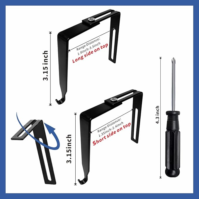 Cubicle Hangers Universal Partition Hanger Set Metal Black Cubicle Hooks Door Mirror Hanger Cubicle Wall Hooks Adjusted to Fit Panels with 1.35 to 3.5 in Inch Thickness for Office Whiteboard (8)