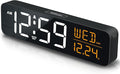 Peakeep Large Display Digital Alarm Clock for Bedrooms, Date Day of Week Desk Table Clocks for Living Room Office, Dimmable 5 Dimmers Plug in Electric Clock, Auto DST