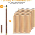 HOTUT Inkless Pencil,3pcs Everlasting Pencil Wooden Infinity Pencils Wood-Cased Graphite Reusable for Writing Drawing Students Home Office School Supplies