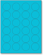 NextDayLabels - 8-1/2 x 11 Neon Color High Light Fluorescent Labels for Laser & Inkjet Printer (Blue Fluorescent, 1.66" Round - 24 Per Page | 600 Labels)