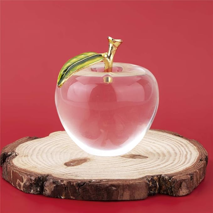 H&D HYALINE & DORA H&D Unique Crystal Apple Figurine Paperweight,Art Glass Apple Collectible Figurines Best for Lucky Christmas Eve Gifts/Great Wedding Decor Gifts