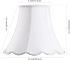Bell Lamp Shade, Saangseon White Scalloped Lampshade Replacement, 7'' Top x 14'' Bottom x 10.5'' Slant Height x 10'' Vertical Height, Lamp Harp Included
