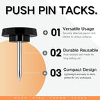 150 PCS Black Flat Push Pins for Wall Thumb Tacks for Walls Flat thumbtacks Push pin for Bulletin Board Shadow Box Display Thumbtack for Cork Board