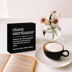 Funny Chaos Coordinator Gifts Office Decor, Chaos Coordinator Wooden Box Sign, Thank You Gifts, Home Farmhouse Table Shelf Desk Decor Accessories, Appreciation Gifts for Coworkers Colleague Leader