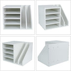 PAG Wood Desktop File Holder Organizer Mail Sorter, White, 15.35" W x 12.16" D x 11.81" H