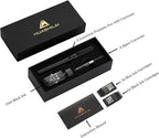 HUASHILAI Luxury Matte Black Forest Fountain Pen Set,Titanium Black Extra Fine and Medium Nibs,Includes 2 Ink Converters,10 Ink Cartridges,15ml ink，Premium Gift Case for Calligraphy (Fine Nib)