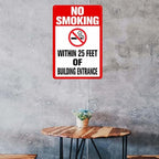 Locmorly No Smoking Within 25 Feet Of Building Entrance Sign, 8x12 Inch, Aluminum Sign