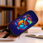 HiMagics Children's Pencil Case, Large Zipper Pencil Pouch for Boys with Two Compartments Boys Pen Pouch for School Dinosaur Pencil Bag, Black