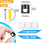 6 Sets Charger Cord Holder, Glossy Black Metal Adhesive Cable Management Clips,Adjustable Cable Anchor Holders,Wire Organizer for Desk, Wall, Home, Office