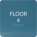 Cold Blue ADA Floor 4 Sign with Braille – Made from Durable Acrylic and Ready to Mount