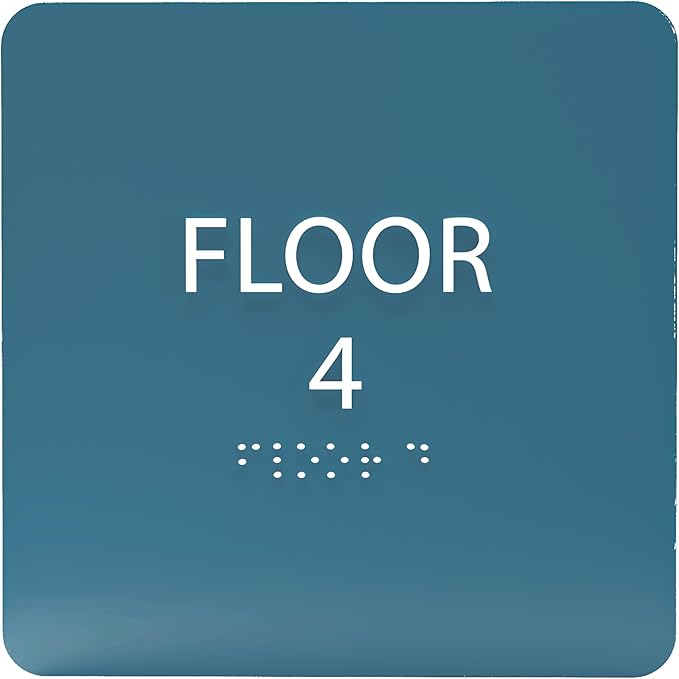 Cold Blue ADA Floor 4 Sign with Braille – Made from Durable Acrylic and Ready to Mount