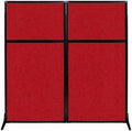 Versare Workstation Partition | Portable Wall Divider | Modern Office Cubicle | Free Standing Privacy Screen | Flexible Work Space | 66" x 70" Red Fabric Panels