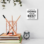 WUZYOU Workplace Wooden Block Sign "Thanks For Doing Your Best I Noticed" 5x5x1 INCH Sign, Employee Recognition Plaque, Motivational Office Decor Gift