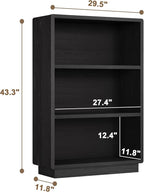 ChooChoo 3-Tier Bookcase, Wooden Bookshelf, Farmhouse Bookshelf with Open Storage, Tall Bookcase for Bedroom and Home Office, Black