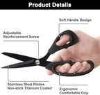 Zicolu 9 inch Black Office Scissors All Purpose, Sewing Scissors for Fabric Cutting, Sharp Titanium Coated Blade, Comfort Grip Soft Handles for Diy Craft, Paper, Art, School, Home