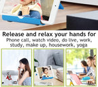 JUSDIQIR Cell Phone Stand for Desk Foldable Cell Phone Holder Desk Tablet Holder Mobile Phone Dock, Multi-Angle Universal Adjustable Tablet Dock (Black)