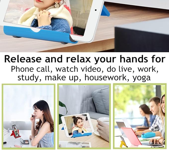 JUSDIQIR Cell Phone Stand for Desk Foldable Cell Phone Holder Desk Tablet Holder Mobile Phone Dock, Multi-Angle Universal Adjustable Tablet Dock (Pink+Purple+Black+Blue)