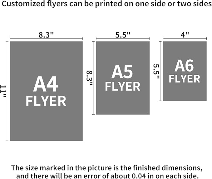 Custom Flyers for Business Personalized A6 Flyers with Your Photo Logo Text Glossy Paper Printing Flyers for Advertising, Customized printing on one or both sides (500, 1000, 2000 Sheets)
