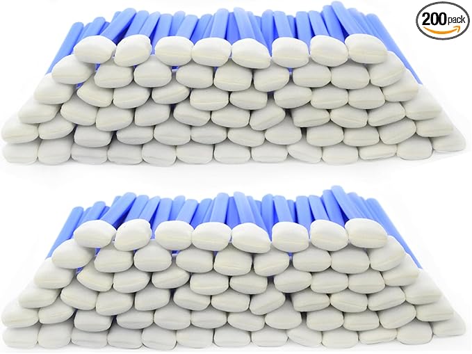 Wellgler's 5.11" Foam Swabs, Printer Cleaning Swabs for Print Heads, Cars, Camera Lenses, Optical Devices (200 Pieces Blue)