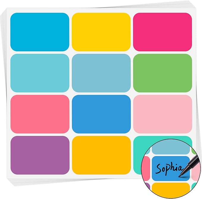 Name Tags,240 Pcs Name Tag Stickers for Classroom 2"x 3"Waterproof Name Labels for Locker&Water Bottles Adhesive Labels for Preschool,Classroom,Teacher,Party,& Home Decor (Multicolor)
