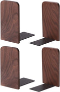 Muso Wood Book Ends for Shelves, Non-Slip Bookends, Heavy Duty Wooden Bookend Support for Books and Movies (Walnut 2 Pairs)