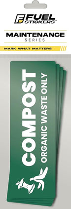 Compost Sticker - Organic Waste Only Bin Label - 3-5 Year Indoor/Outdoor Rated - Heavy Duty, Weather Proof, Ultra Durable - USA Made (6x2 inch), 20 Labels