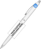 DISCOUNT PROMOS Custom Langham Ballpoint Ink Pen - Set of 10 Writing Pens for Work - Cool Pens for Writing, Black Ink, White