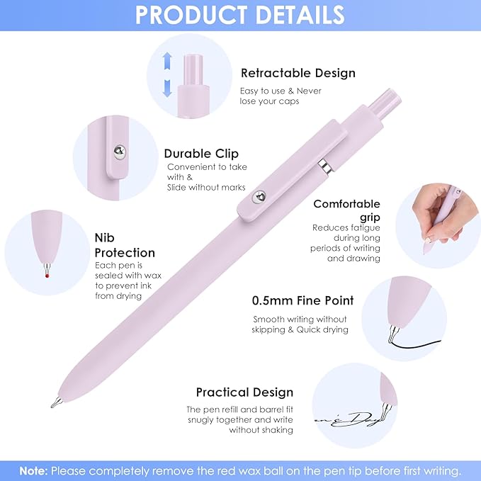 Gel Pens, 7pcs 0.5mm Quick Dry Black Ink Fine Point Smooth Writing Pens, Cute Teacher Work Desk Accessories Office School Supplies Gifts for Men Women Student Nurse, Valentines Day Gifts for Kids