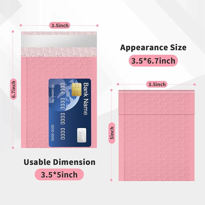 skardeco Bubble Mailers 3.5x5 inch 40Pack Pink Bubble Mailers Self-Seal Padded Mailing Envelopes Bubble Opaque Padded Mailer for Small Businesses to Package and Mail Jewelry Cosmetics#0000