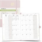 POPRUN Monthly Planner 2026-2027, Medium-6.25'' x 8.5'', 18-Month Calendar Book (Jan.26 - Jun.27), Calendar Planner with Monthly Tabs, Storage Pocket, Hardcover, 100 GSM Paper - Light Pink