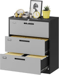 Fesbos 3 Drawer Lateral File Cabinet with Lock, Metal Steel Filling Cabinets for Home Office, Gray Lockable Storage Cabinet for Hanging Files Letter/Legal/F4/A4 Size-Assembly Required