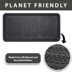 Envelor Rubber Boot Tray for Entryway Indoor Shoe Trays for Mudroom Wet Shoe Mat Tray Multiuse Rubber Water Tray Mud Mat Winter Boot Mat Large Utility Tray, Footsteps, 32 x 16 Inch, 2 Pack