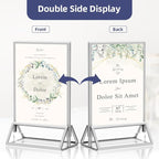 PPH-Sisy Clear Acrylic Sign Holder 4X6 with Silver Borders Display Stand, Double Sided Acrylic Picture Frames Plastic Sign Holder for Wedding Table Numbers Menu Holder (6 Pack)