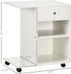 Zateety Mobile Printer Stand, Rolling File Cabinet Cart with Wheels, Adjustable Shelf, Drawer and CPU Stand, White