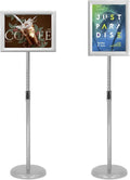 SENZHIYI Adjustable Poster Stand Holder Heavy Duty Snap Open Aluminum Pedestal Floor Standing Sign Holder Vertical and Horizontal View Sign Displayed, 11x17 Silver（2pack