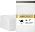 Alilmein 4×8" Inch White Bubble Mailers 50 Pack Small Bubble Mailers Waterproof Padded Envelopes Self Seal Adhesive Shipping Bags for Mailing Cards Jewelry Makeup and Small Business Packaging